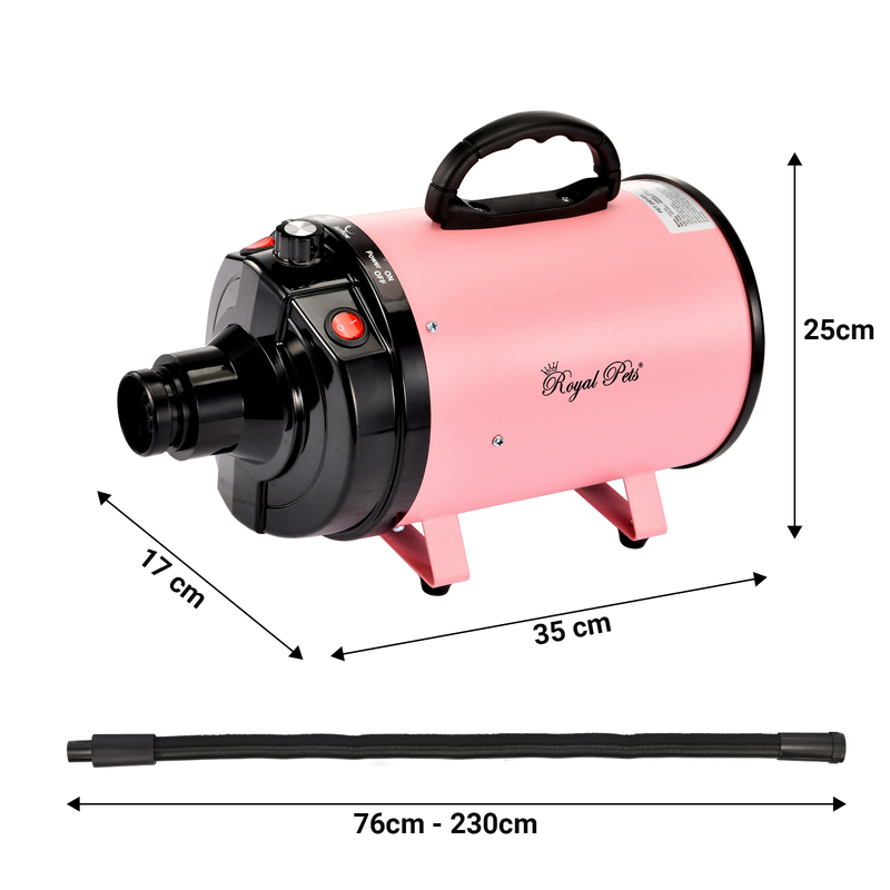 Dog Cat Pet Hair Dryer Grooming Low Noise Hairdryer Blower Heater 3500W Pink