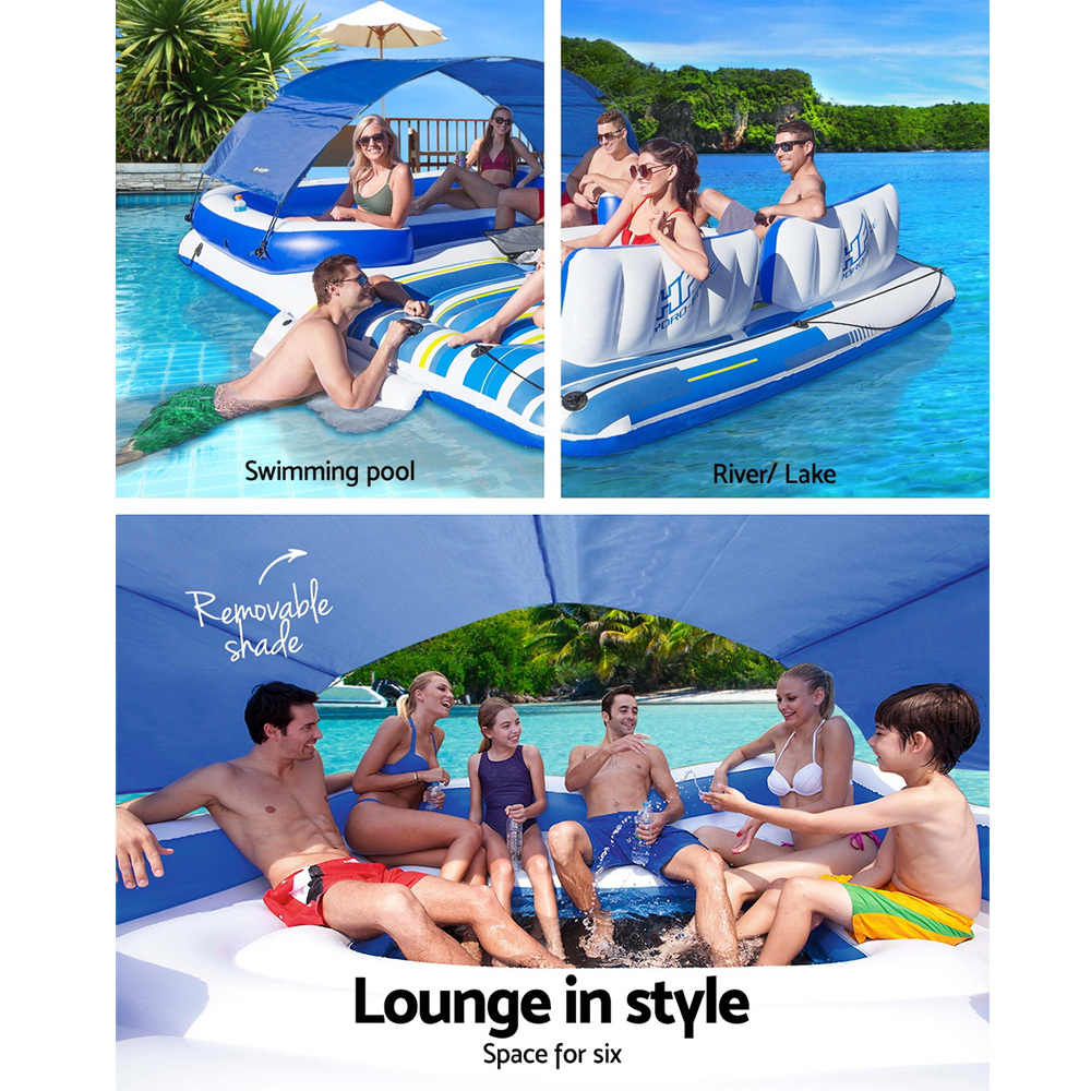 Bestway Pool Float Island Inflatable Lounge 6-person Seat Canopy