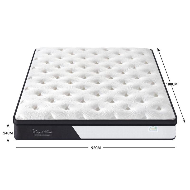 Royal Sleep Single Size Bed Mattress Memory Foam Bonnell Spring Medium Firm 24cm