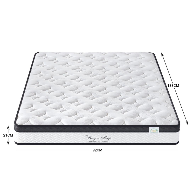 Royal Sleep Single Size Bed Mattress Memory Foam Bonnell Spring Medium Firm 21cm