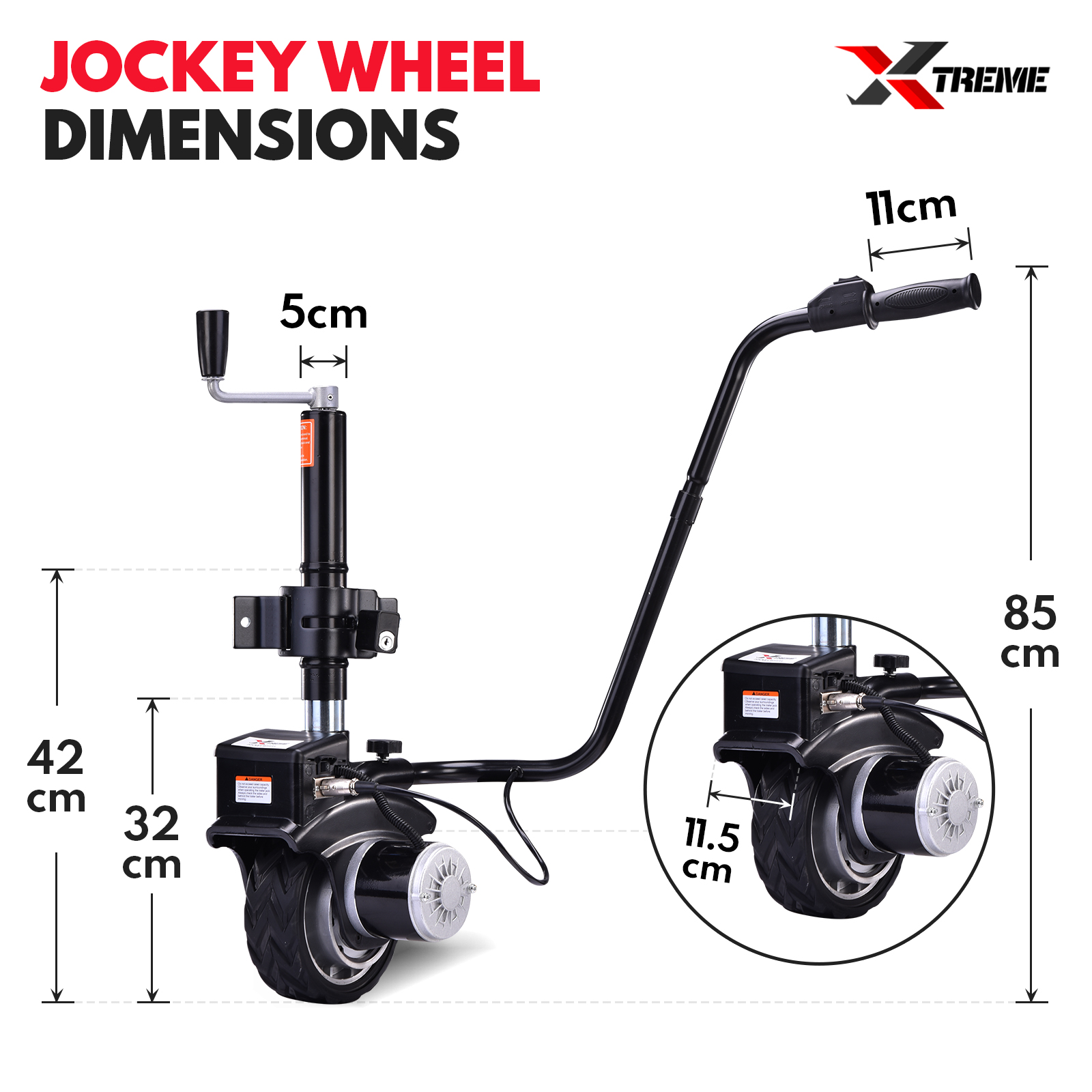 XTREME Motorised Jockey Wheel 12V 350W Electric Power Trailer Mover Caravan B