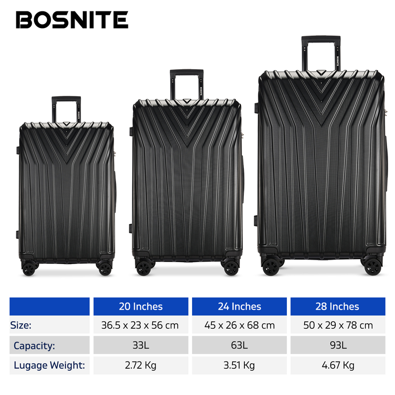 3pc Luggage Suitcase Trolley Set TSA Travel Carry On Bag Hard Case Lightweight B