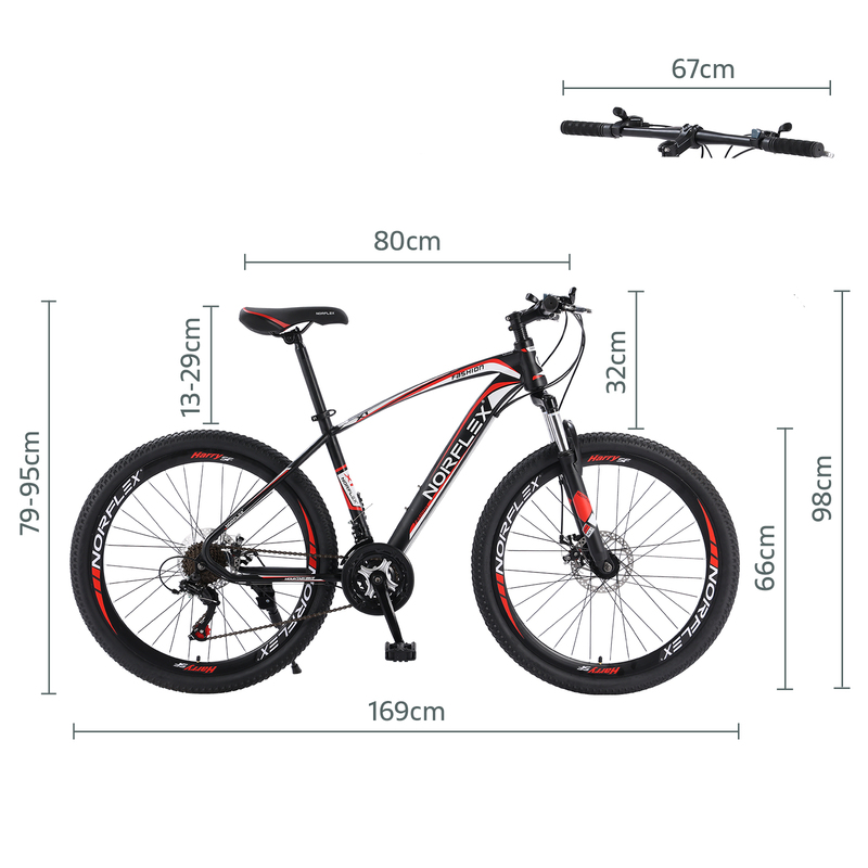NORFLX 26" Mountain Bike **Shimano 21 Speed** Suspension Bicycle Wheels MTB Red