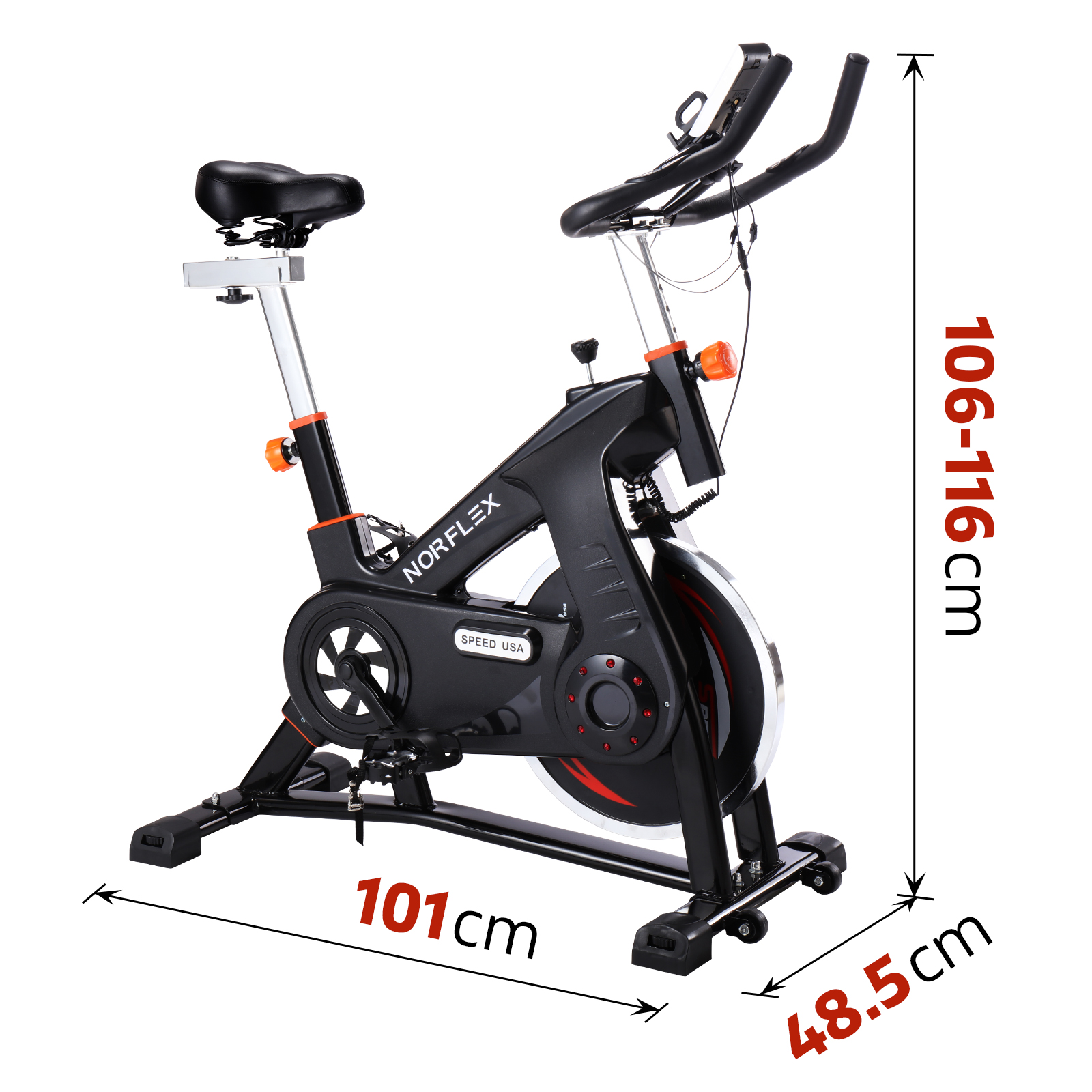 NORFLX Spin Bike Flywheel Commercial Gym Exercise Home Workout Bike Fitness Black