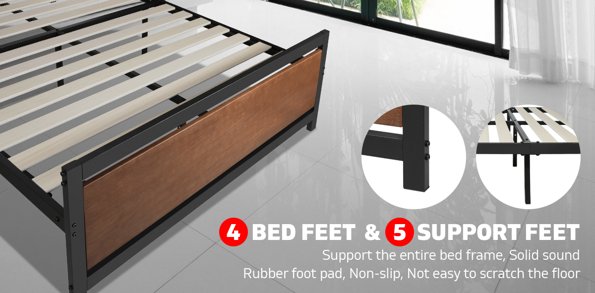 Royal Sleep Wooden Bed Frame King Size, Rubber Feet For Bed Frame