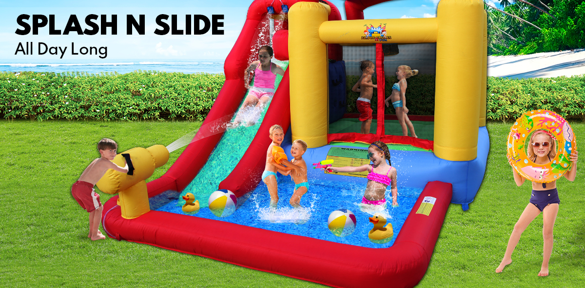 Inflatable Water Slide Jumping Castle Pool Bouncer Trampoline Kids Splash Toy A1