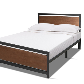 Royal Sleep Queen Bed Frame Solid Wooden with Metal Frame