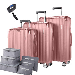 3 Piece Luggage Set - Rose Gold Hard Case Carry on Travel Suitcases