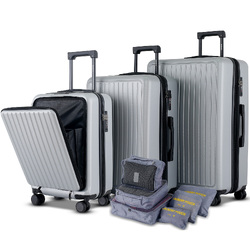3 Piece Luggage Suitcase Set - Silver Hard Case Carry on Travel Suitcases