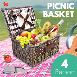 Alfresco 4 Person Picnic Basket Baskets Deluxe Outdoor Corporate Gift Blanket