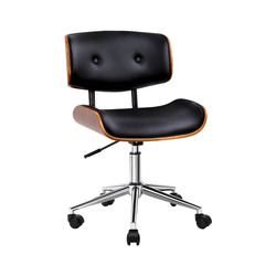 Artiss Wooden Office Chair Fabric Seat Black