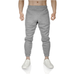 Mens Fleece Skinny Track Pants Jogger Gym Casual Sweat Trackies Warm Trousers - Grey Marle/White Stripe - XL