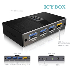 ICY BOX 4 Port USB 3.0 hub with USB charge port  (IB-AC611)