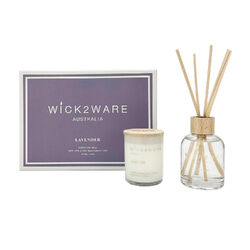 Wick2Ware Australia Lavender Essential Oils Diffuser and Soy Wax Candle Set