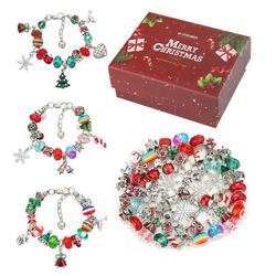 TheliCraft 63pcs Christmas DIY Bracelets Jewelry Kit Kids Gift Charm Crystal Pendant Seed Beads For Bracelet Making