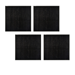 Set of 4 Square Broad Slat Bamboo Table Placemats 35 x 35cm Black 