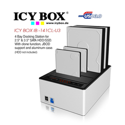 ICY BOX 4 bay JBOD docking and cloning station with USB 3.0 for SATA hard disks and SSDs  (IB-141CL-U3)