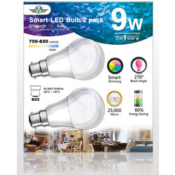 MV SMART BULB 9W B22 TWIN PACK  (apple app only )