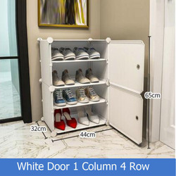 1 Column 4 Row Door Cube DIY Shoe Cabinet Rack Storage Stackable Organiser Stand White