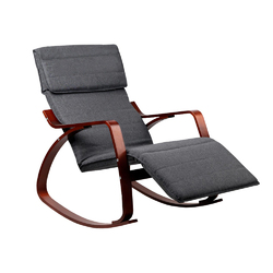 Artiss Rocking Armchair Bentwood Frame With Footrest Charcoal Afton