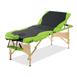 Zenses Massage Table 70cm 3 Fold Wooden Portable Beauty Therapy Bed Waxing Green