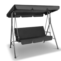 Gardeon Outdoor Furniture Swing Chair Hammock 3 Seater Bench Seat Canopy Black