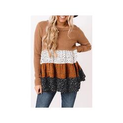 Azura Exchange Ribbed Tiered Ruffled Flowy Top - S