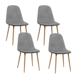 Artiss Dining Chairs Set of 4 Linen Curved Slope Grey