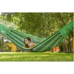 Mayan Legacy King Size Outdoor Cotton Mexican Hammock in Jardin Colour