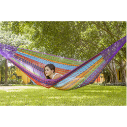 Mayan Legacy Jumbo Size Outdoor Cotton Mexican Hammock in Colorina Colour