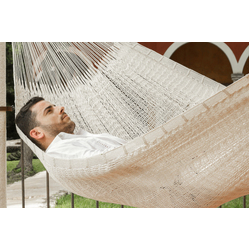 Queen Size Outoor Cotton Mayan Legacy Mexican Hammock in  Cream