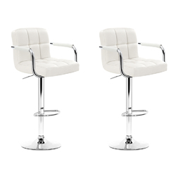 Artiss Set of 2 Bar Stools Gas lift Swivel - Steel and White