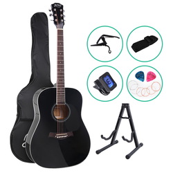 ALPHA 41 Inch Wooden Acoustic Guitar with Accessories set Black