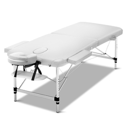 Zenses Massage Table 75cm 2 Fold Aluminium Massage Bed Portable Beauty Therapy White