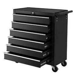 Giantz Tool Box Trolley Chest Cabinet 6 Drawers Cart Garage Toolbox Set Black