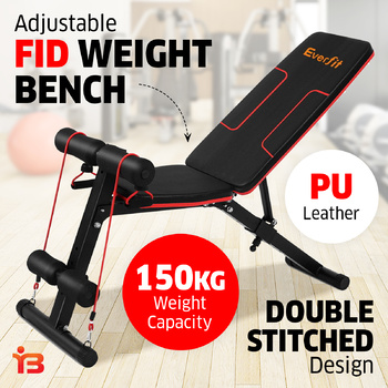 Everfit Adjustable FID Weight Bench Fitness Flat Incline Gym Home Steel Frame
