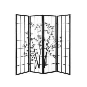 Artiss Room Divider Screen Privacy Dividers Pine Wood Stand Black White 4 Panel