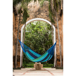 Mayan Legacy Single Size Cotton Mexican Hammock in Oceanica Colour