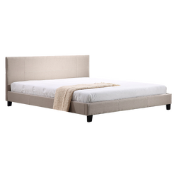 King Linen Fabric Bed Frame Beige