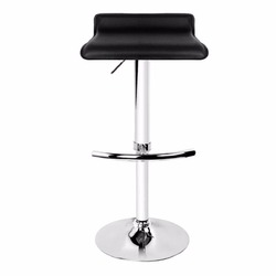 2X Black Bar Stools Faux Leather Low Back Adjustable Crome Base Gas Lift Slim Seat Swivel Chairs