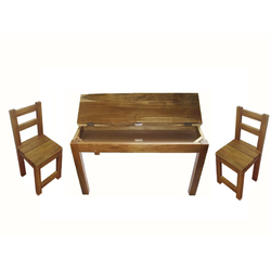 Hardwood study desk and 2 standard chairs