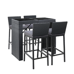Gardeon Outdoor Bar Set Table Chairs Stools Rattan Patio Furniture 4 Seaters