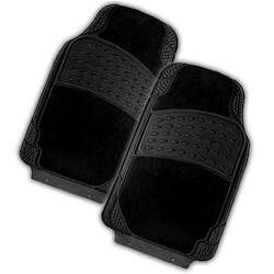 COLOSSUS 2-Piece Car Mat - BLACK [Rubber/Carpet]