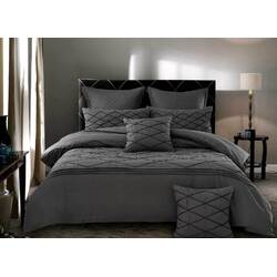 Luxton King Size 3pcs Embroidered Grey Quilt Cover Set