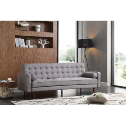 Sofa Bed 3 Seater Button Tufted Lounge Set for Living Room Couch in Fabric Grey Colour