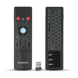 Simplecom RT250 Rechargeable 2.4GHz Wireless Remote Air Mouse Keyboard with Touch Pad and Backlight