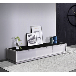 TV Cabinet with 3 Storage Drawers With High Glossy Assembled Entertainment Unit in Black & White colour