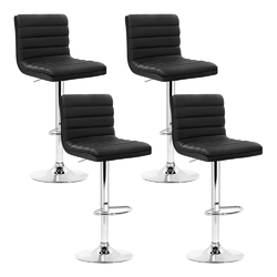 Artiss Set of 4 PU Leather Lined Pattern Bar Stools- Black and Chrome