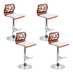 Artiss Set of 4 Wooden Gas Lift Bar Stools - White and Wood