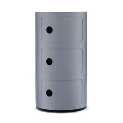 3-Draw Retro-Style Cylinder Tower Storage Drawer Organiser Cabinet Unit - Silver  Silver